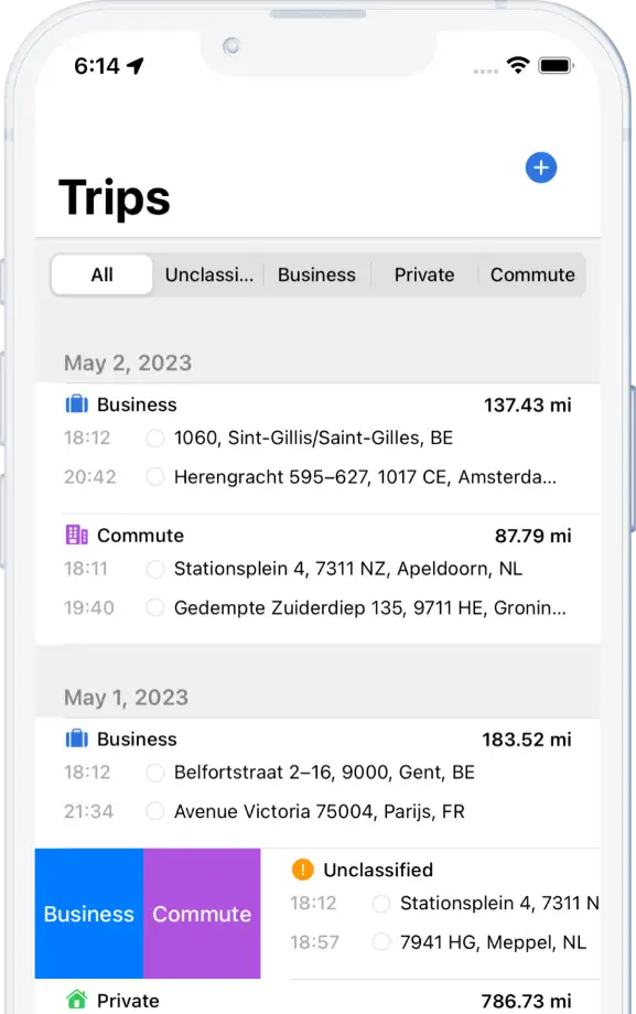 Mileage Tracking Classify Trips