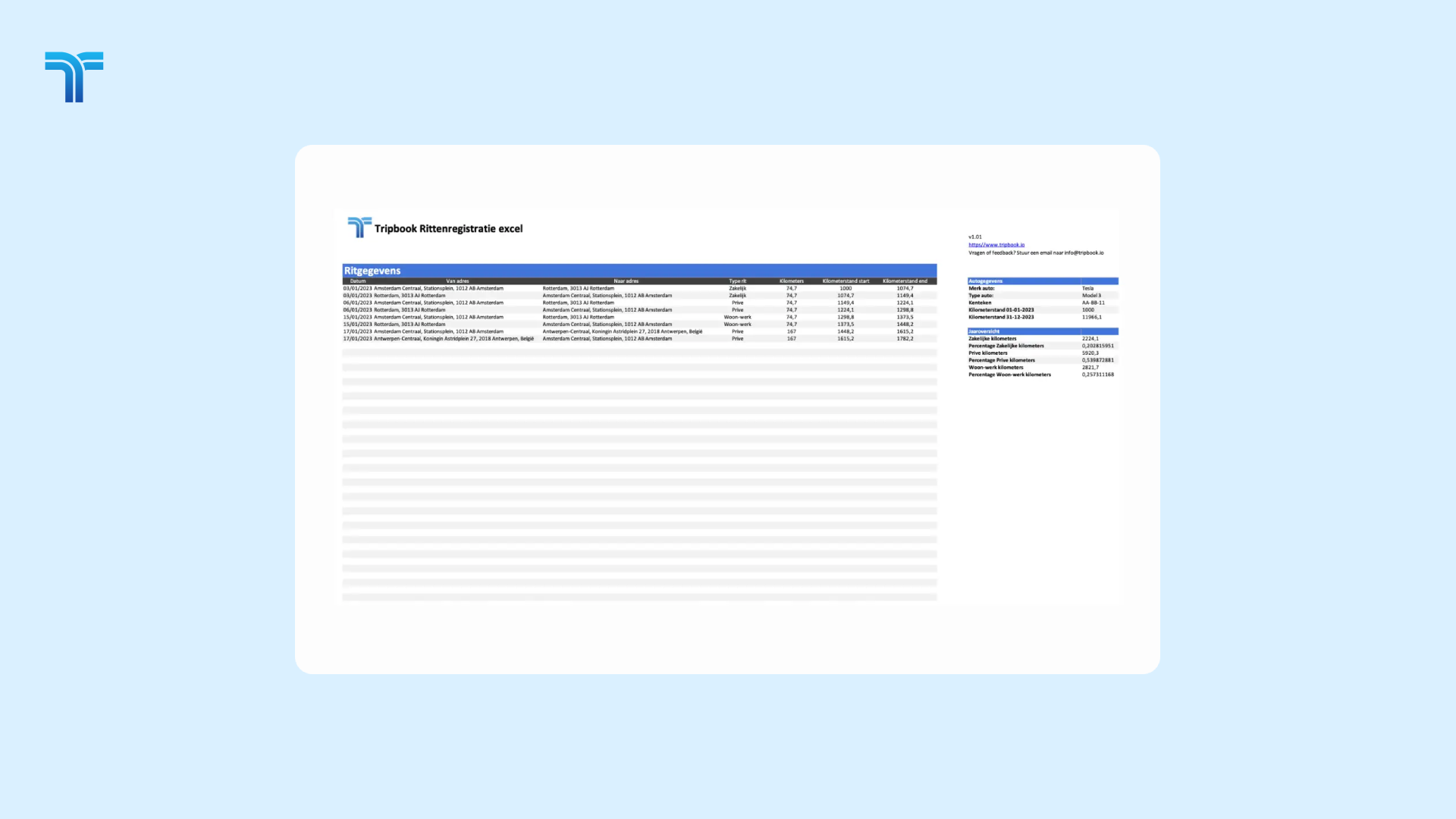 rittenregistratie excel